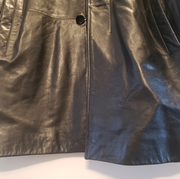 Leather Coat Banana Republic Size L Black - Picture 6 of 8